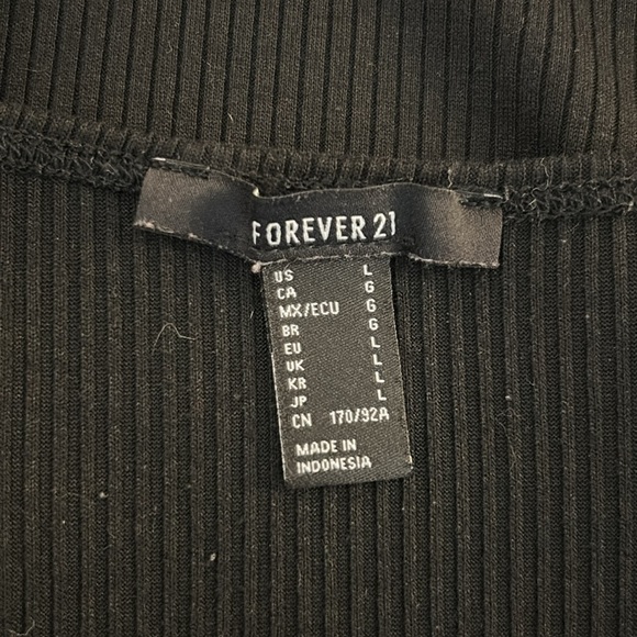 Forever 21 Black Puff Short Sleeve Sweetheart Neck Ribbed Bodysuit Size Large - Picture 5 of 7